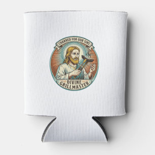 Jesus Completely Burnt Black Hot Dog BBQ Humor_1 Can Cooler