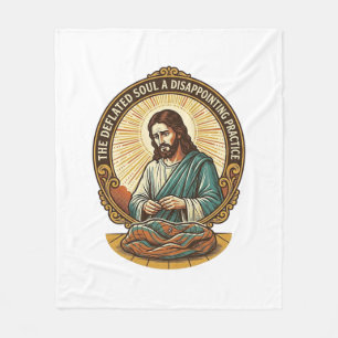Jesus Completely Deflated Flat Yoga Ball Gym Humor Fleece Blanket