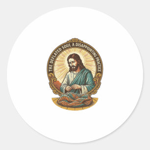 Jesus Completely Deflated Flat Yoga Ball Gym Humou Classic Round Sticker