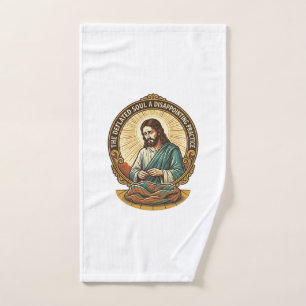 Jesus Completely Deflated Flat Yoga Ball Gym Humou Hand Towel