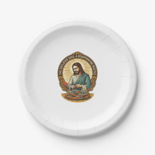 Jesus Completely Deflated Flat Yoga Ball Gym Humou Paper Plate