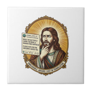 Jesus Confused Auto Translate Post Fail Social Hum Ceramic Tile