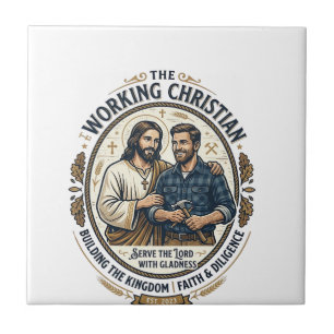 Jesus Construction Trades Shirt Christian Graphic_ Ceramic Tile