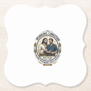 Jesus Construction Trades Shirt Christian Graphic_ Paper Coaster