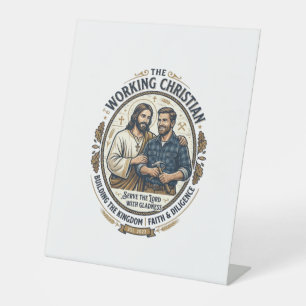 Jesus Construction Trades Shirt Christian Graphic_ Pedestal Sign