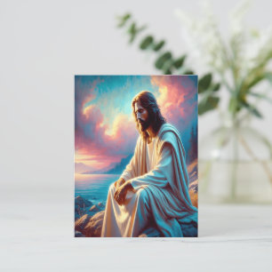 Jesus Contemplation Beside Still Waters Postcard