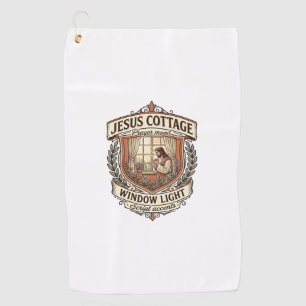 Jesus Cottage Window Light Jesus Cottage Window Li Golf Towel