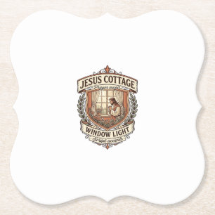 Jesus Cottage Window Light Jesus Cottage Window Li Paper Coaster