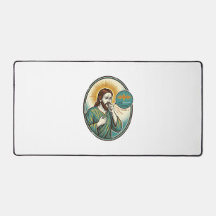 Jesus Coughing Mid Voice Note Audio Message Textin Desk Mat