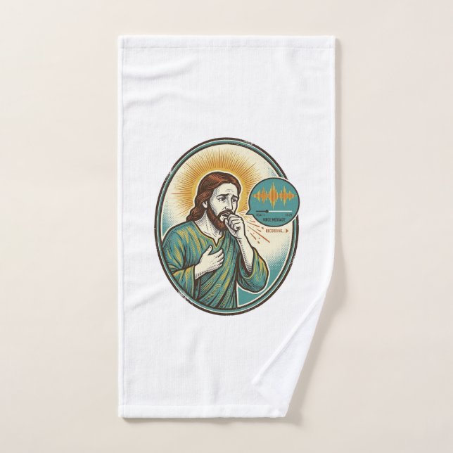 Jesus Coughing Mid Voice Note Audio Message Textin Hand Towel (Hand Towel)
