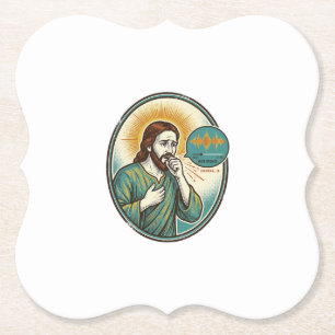 Jesus Coughing Mid Voice Note Audio Message Textin Paper Coaster