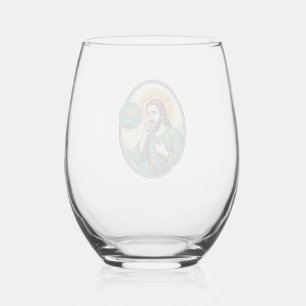 Jesus Coughing Mid Voice Note Audio Message Textin Stemless Wine Glass