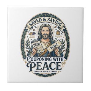 Jesus Coupon Thrift Frugal Shirt Faith Based Desig Ceramic Tile