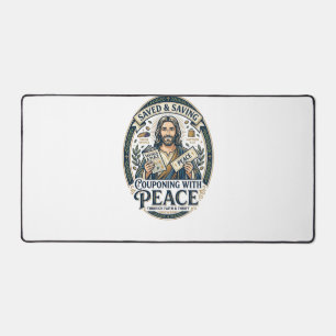 Jesus Coupon Thrift Frugal Shirt Faith Based Desig Desk Mat