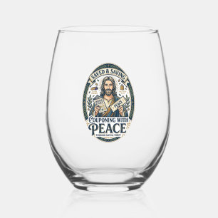 Jesus Coupon Thrift Frugal Shirt Faith Based Desig Stemless Wine Glass