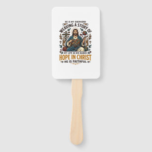 Jesus Crochet Knitting T-Shirt Inspirational Faith Hand Fan