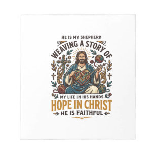 Jesus Crochet Knitting T-Shirt Inspirational Faith Notepad
