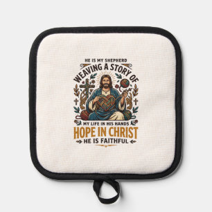 Jesus Crochet Knitting T-Shirt Inspirational Faith Pot Holder