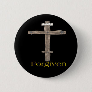 Jesus cross 6 cm round badge