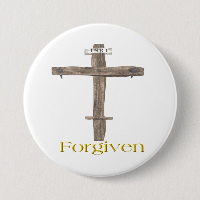 Jesus cross 7.5 cm round badge (Front)