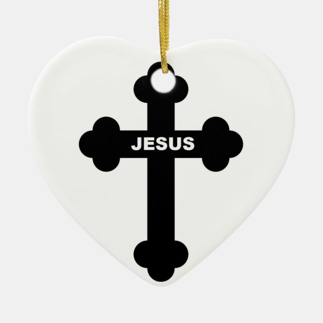 JESUS CROSS CERAMIC ORNAMENT (Front)