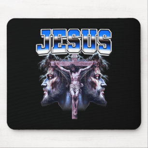 Jesus Cross Christian 90s Bootleg Style Mouse Pad