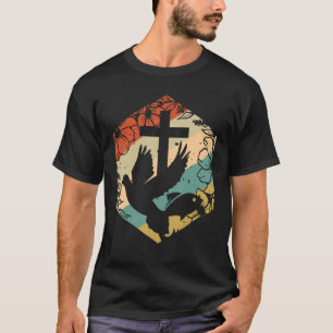 Jesus Cross Christian Symbols Dove Fish Flower T-Shirt