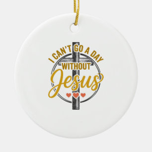 Jesus Cross Christian Typography Shirt Design_1 Ceramic Ornament