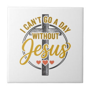 Jesus Cross Christian Typography Shirt Design_1 Ceramic Tile