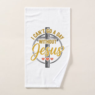 Jesus Cross Christian Typography Shirt Design_1 Hand Towel