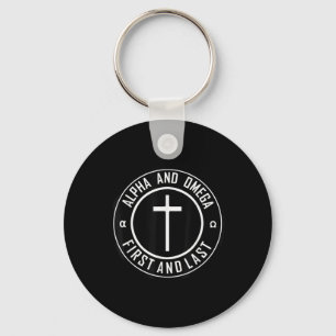 Jesus Cross Circle Funny Alpha And Omega - First A Key Ring