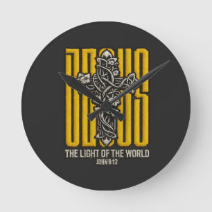 Jesus Cross Embroidered Round Clock