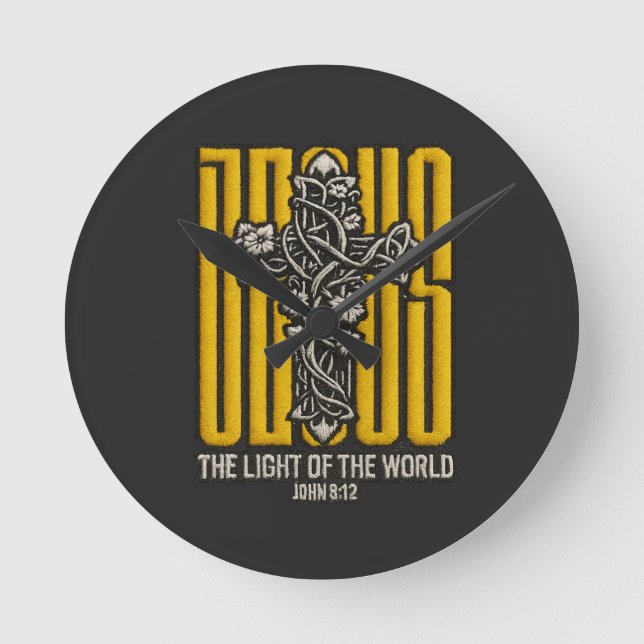 Jesus Cross Embroidered  Round Clock (Front)