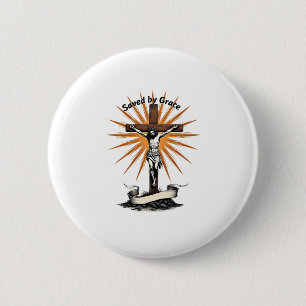 Jesus Cross Faith Vintage Engraving Christian Shir 6 Cm Round Badge