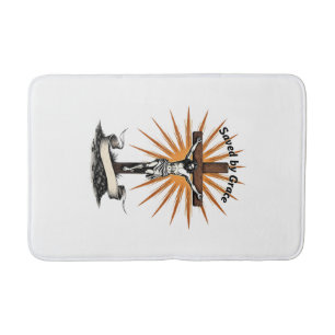 Jesus Cross Faith Vintage Engraving Christian Shir Bath Mat