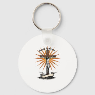 Jesus Cross Faith Vintage Engraving Christian Shir Key Ring