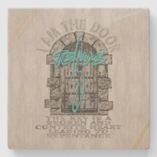 Jesus Cross Guarding a DoorT-Shirt Stone Coaster