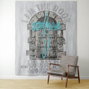 Jesus Cross Guarding a DoorT-Shirt Tapestry