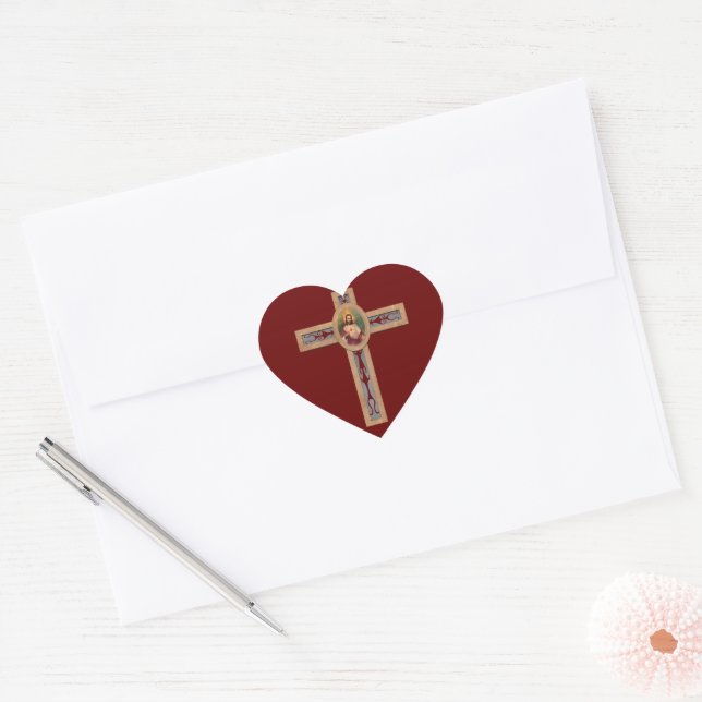 Jesus cross heart sticker (Envelope)