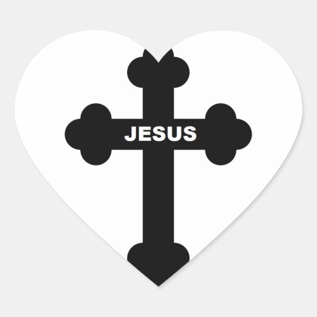 JESUS CROSS HEART STICKER (Front)