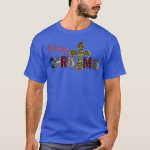 Jesus Cross Merry Christmas Christian Leopard Red T-Shirt