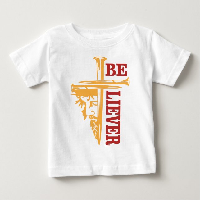 Jesus Cross Nail Design – Powerful Christian Baby T-Shirt (Front)