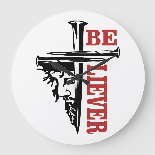 Jesus Cross Nail Design – Powerful Christian Large Clock (Front)