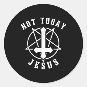 Jesus Cross Not Today Jesus Christian Graphic Tee Classic Round Sticker