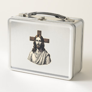 Jesus Cross Portrait Vintage Engraving Shirt 2 Metal Lunch Box