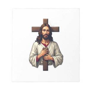 Jesus Cross Portrait Vintage Engraving Shirt 2 Notepad