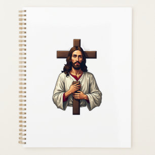 Jesus Cross Portrait Vintage Engraving Shirt 2 Planner