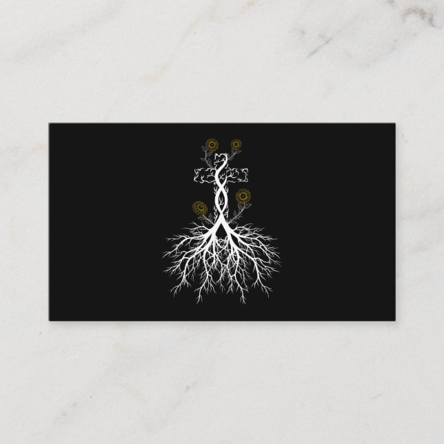 Jesus Cross Roots Sunflowers Faith Religious Business Card (Front)