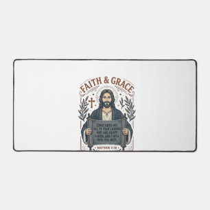 Jesus Cross Stitch Vintage Shirt Christian Graphic Desk Mat