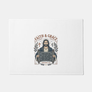 Jesus Cross Stitch Vintage Shirt Christian Graphic Doormat
